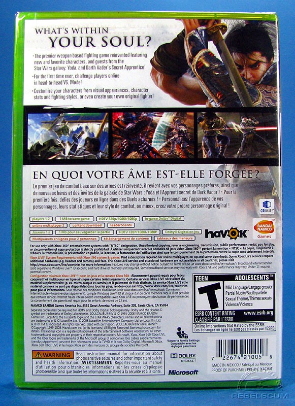 Xbox 360 Version Back Cover