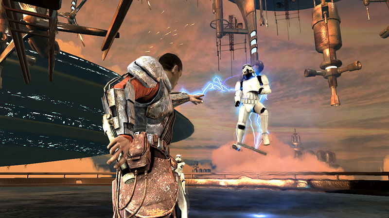 Force lightning against a Stormtrooper