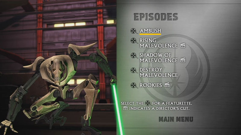 The Clone Wars Season One - Disc 1 - Episode Screen