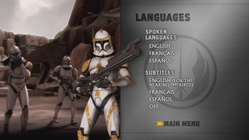 The Clone Wars Season One - Disc 1 - Language Screen