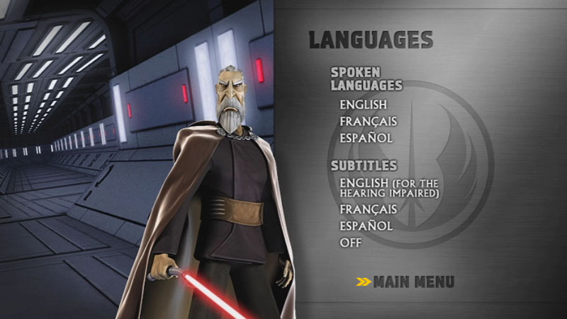 The Clone Wars Season One - Disc 2 - Language Screen