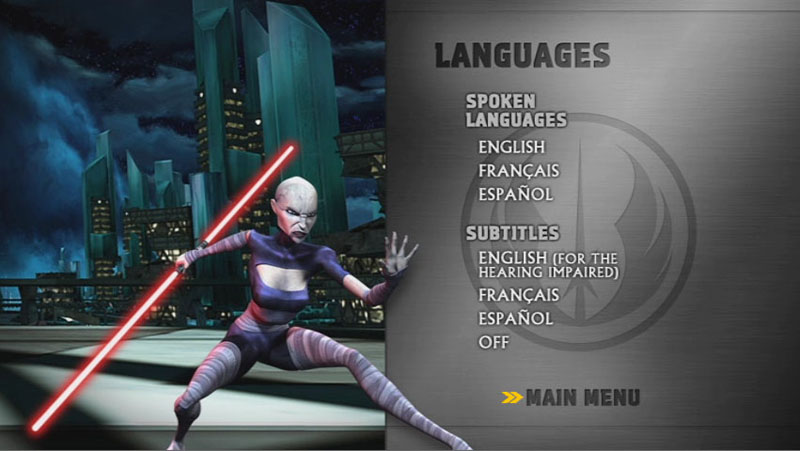 The Clone Wars Season One - Disc 4 - Language Screen