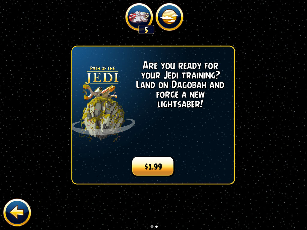 Angry Birds Star Wars-Purchase Screen for Path of the Jedi