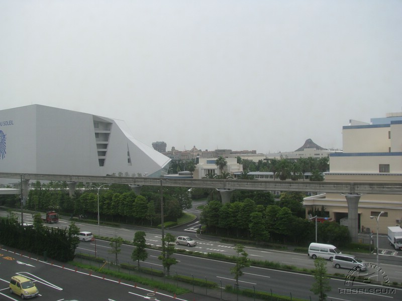 Tokyo Disney, from a moving train