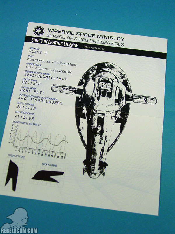 Star Wars: The Bounty Hunter Code (Slave I operating permit)