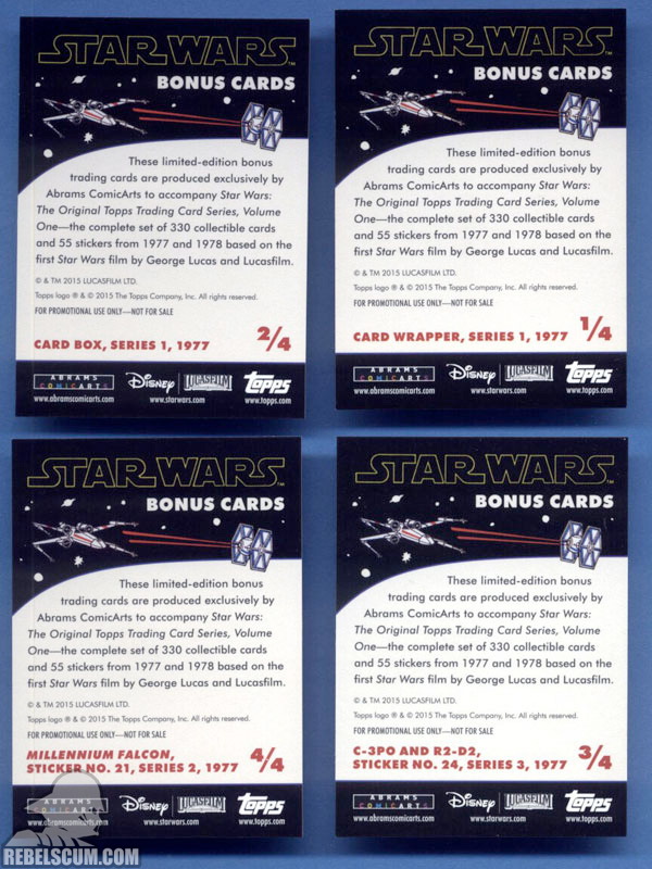 Star Wars: The Original Topps Trading Card Series, Volume One (Card Backs)