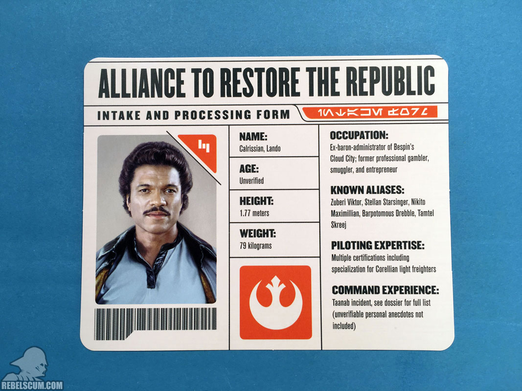 Star Wars: The Rebel Files (Lando Calrissiam Intake Form)