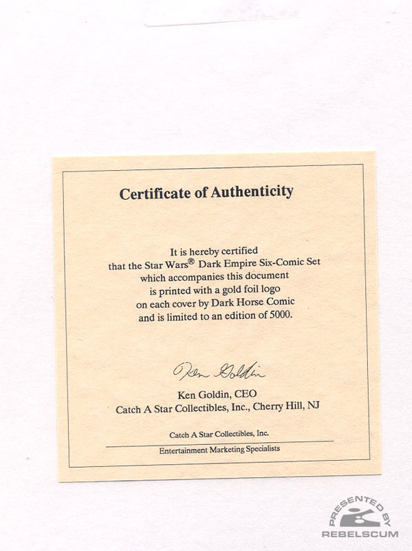 Dark Empire 1 Gold Logo (Certificate of Authenticity)