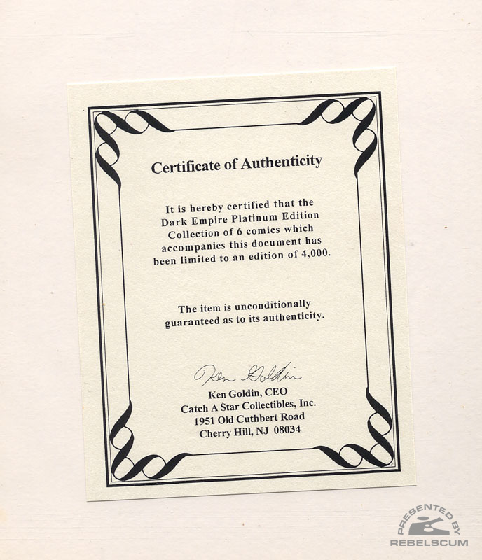 Dark Empire 1 Platinum Logo (Certificate of Authenticity)