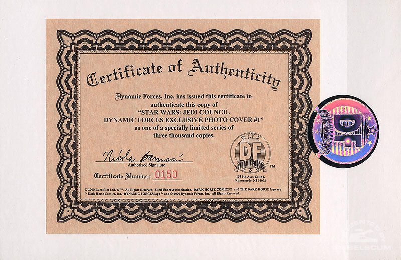 Jedi Councii: Acts of War 1 (Certificate of Authenticity)