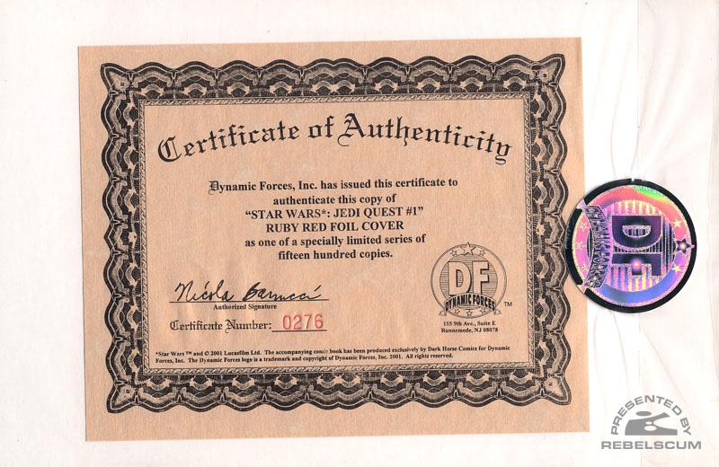 Jedi Quest 1 (Certificate of Authenticity)