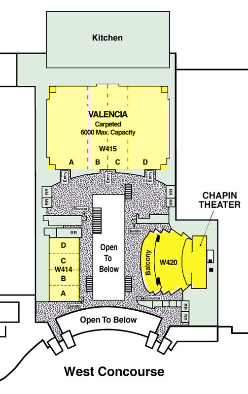 Celebration V - Center Map - Level 4 (Valencia Rooms, Chapin Theater)