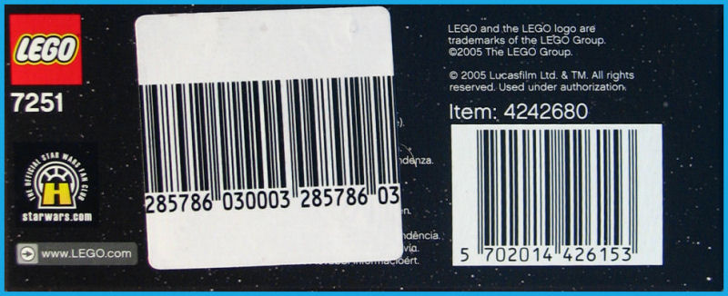 Darth Vader Transformation (Set 7251) - Boxed Bottom View