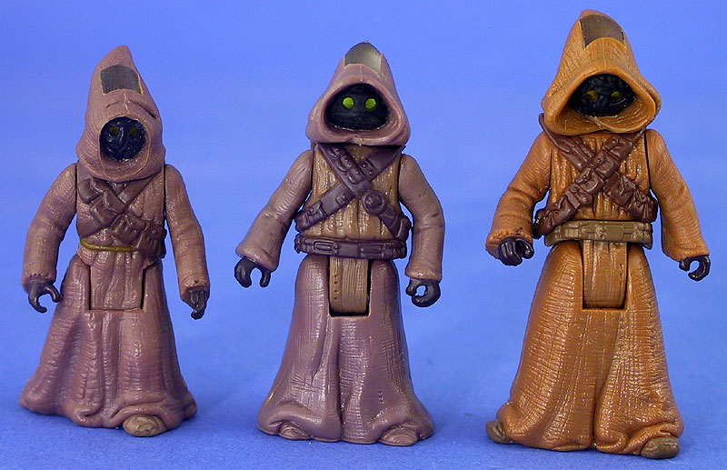 <center>Comparison Photo:<br>Short Jawa from carded set | Beast Pack Jawa | Tall Jawa from carded set</center>