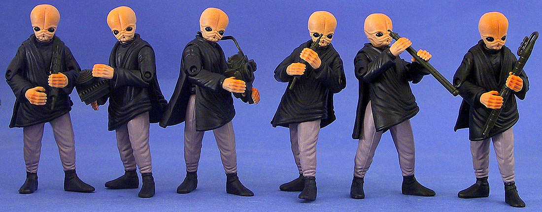 The Modal Nodes: Ickabel G'ont, Tech M'or, Nalan Cheel, Tedn Dahai, Doikk Na'ts, and Figrin D'an