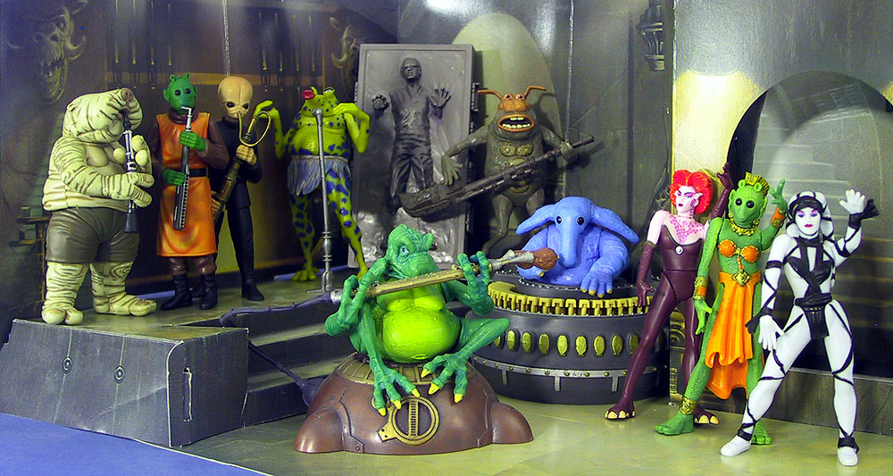 THE MAX REBO BAND: Droopy McCool, Doda Bodonawieedo, Barquin D'an, Sy Snootles, Rappertunie, Joh Yowza, Max Rebo, Rystll, Greeata, Lyn Me (Not shown: Umpass-Stay and Ak-Rev)