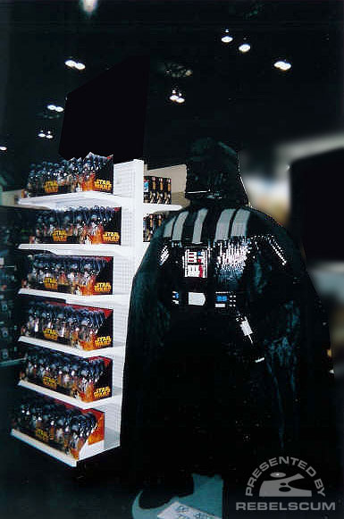 Life-sized LEGO Darth Vader watches over the display