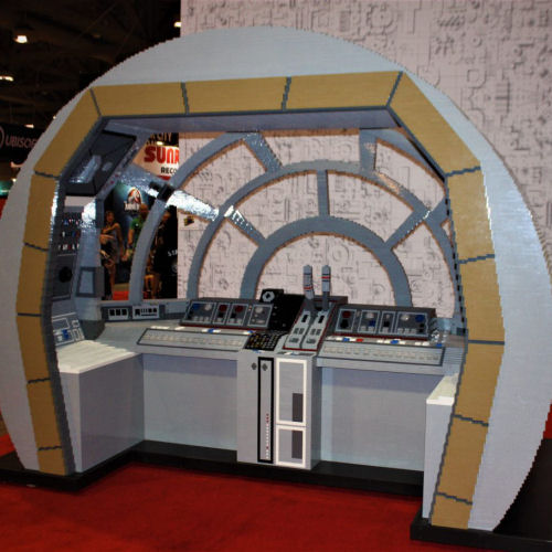 Lifesize Millennium Falcon cockpit made out of LEGO at Fan Expo Canada