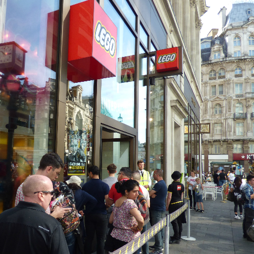LEGO Leicester Square launch for 75252 Imperial Star Destroyer set - queueing customers