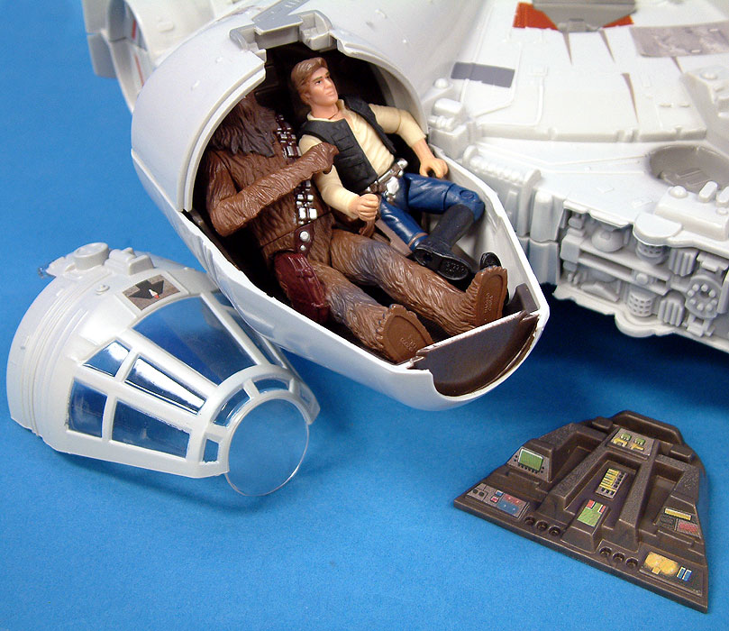 With a little squeezing, Chewbacca and Han Solo fit inside cockpit