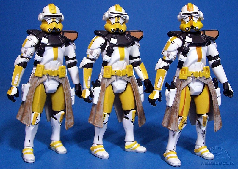 Commander Bly variants: white shoulder rings | yellow shoulder rings | brown stripes
