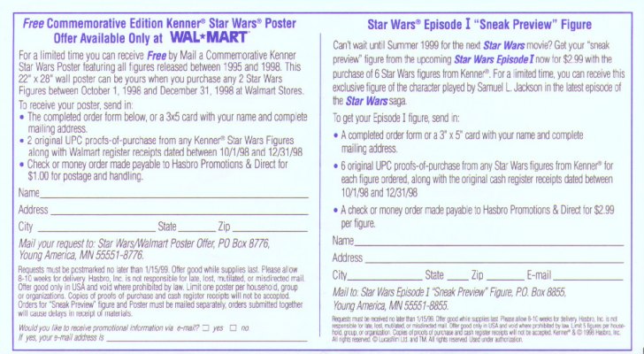 Wal-Mart poster and figure coupon