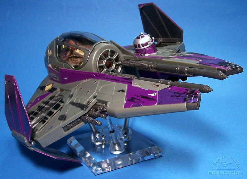 Mace Windu's Jedi Starfighter supported by one 4'' and two 2.5'' rods